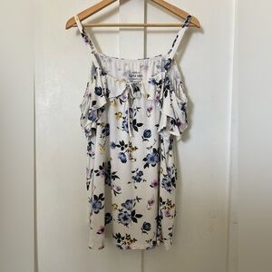 TORRID super soft knits cold shoulder blouse chemise tank top size 2 floral